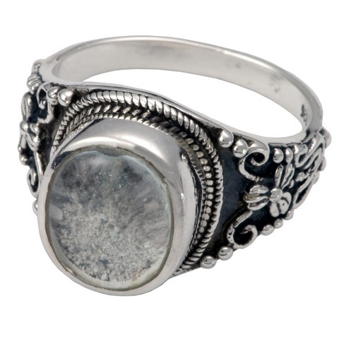 Sterling Silver Cremation Ring - Antiqued Finish - Size 9 - Hypoallergenic