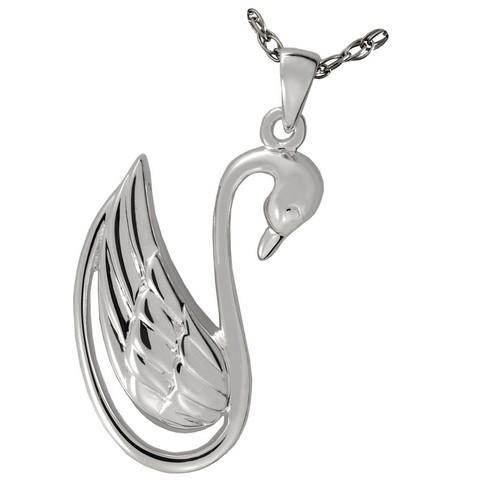 MG-3841ss Cremation Jewelry Swan Sterling Silver Pendant