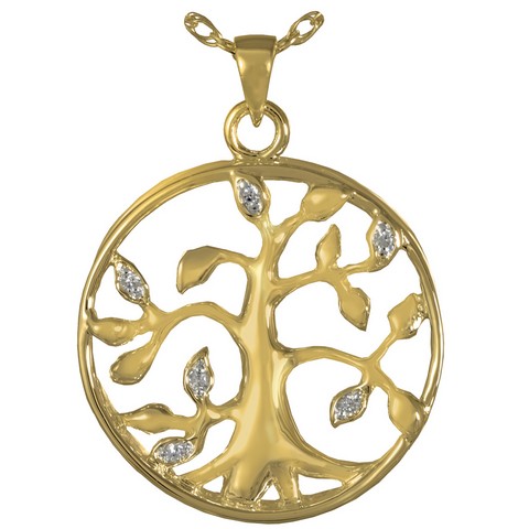 3719gp Cremation Jewelry Tree of Life 14K Gold Plating Pendant