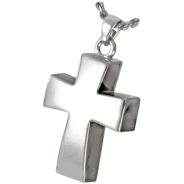 MG-3816s Cremation Jewelry Vaulted Cross Sterling Silver Pendant