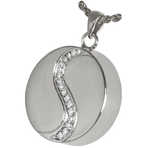 Cremation Jewelry Yin Yang with Crystals Sterling Silver Pendant