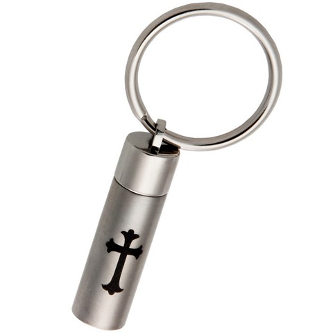 Picture of Memorial Gallery MG-3241 Cross Cylinder Cremation Keychain Cylinder with Cross