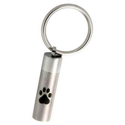 Picture of Memorial Gallery MG-3241- Pawprint Cylinder Cremation Keychain Pawprint Cylinder