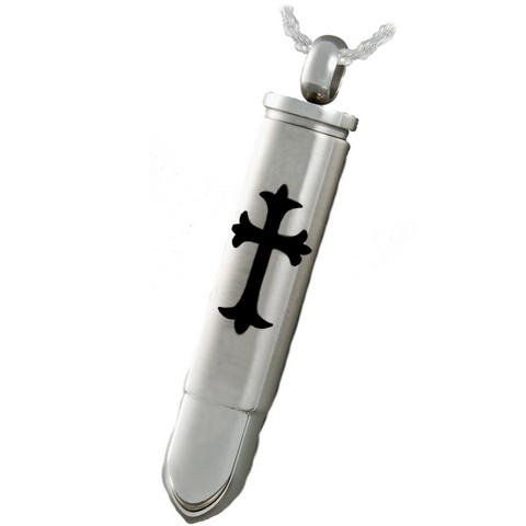 Picture of Memorial Gallery MG3270- Cross Bullet Cremation Keychain Stainless Steel Bullet with Cross