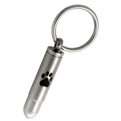 Picture of Memorial Gallery MG-3270- Pawprint Bullet Cremation Keychain Stainless Steel Bullet with Pawprint