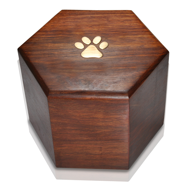 Picture of Memorial Gallery SWH-014 Paw Print Hexagon Pet Cremation Wood Urn