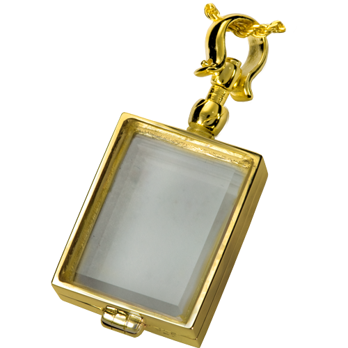 Picture of Memorial Gallery 5002gp Cremation Jewelry Victorian Glass Rectangle Locket14K Gold Plating Pendant