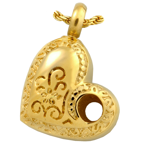 MG-6107 Cremation Jewelry 14K Gold-Plated over Stainless Steel Hole in My Heart