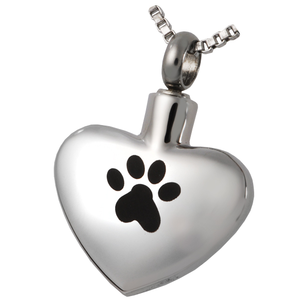Picture of Memorial Gallery 6113B Pet Cremation Jewelry Stainless Steel Paw My Heart- wide heart Pendant