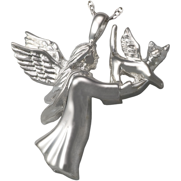 3199 Angel CatSS Pet Cremation Jewelry Angel Cat Sterling Silver Pendant