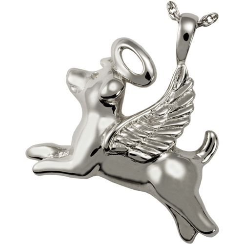 3192s Pet Cremation Jewelry Angel Dog Sterling Silver Pendant