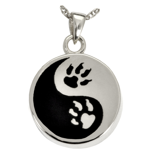 3551S Pet Cremation Jewelry Paw Print Yin Yang Sterling Silver Pendant