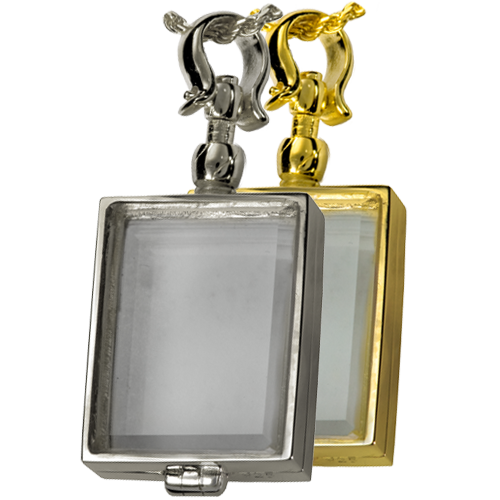 5002s Cremation Jewelry Victorian Glass Rectangle LocketSterling Silver Pendant