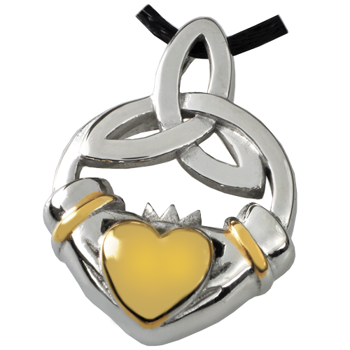 Picture of Memorial Gallery SSP042C Cremation Jewelry Premium Stainless Steel Claddagh Trinity Knot Pendant
