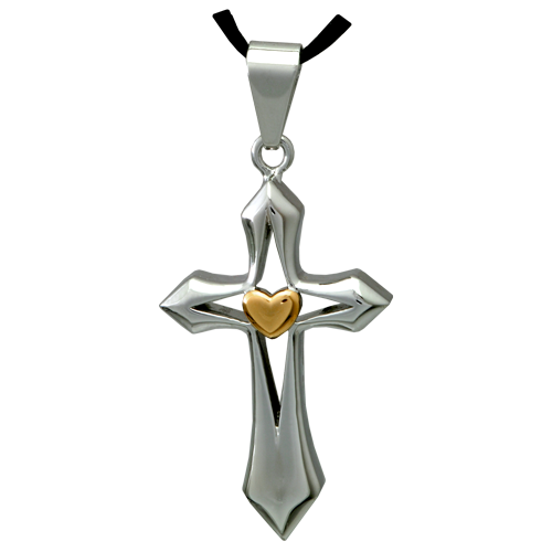 Picture of Memorial Gallery SP045 Cremation Jewelry Premium Stainless Steel Cross My Heart Pendant