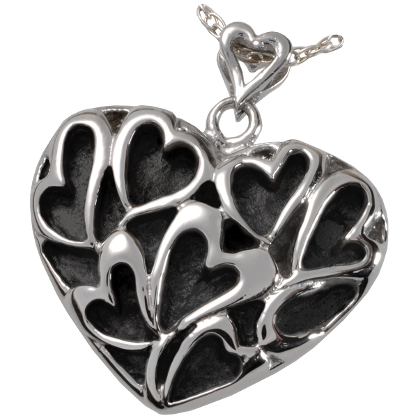 Picture of Memorial Gallery MG-6809 Cremation Jewelry Premium Stainless Steel Heart of Hearts Pendant