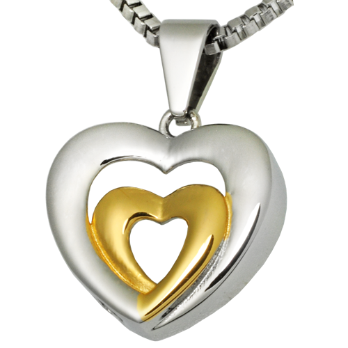 Picture of Memorial Gallery SSP044 Cremation Jewelry Premium Stainless Steel Married Hearts Pendant