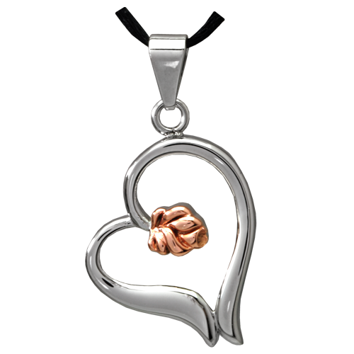 Picture of Memorial Gallery SP041C Cremation Jewelry Premium Stainless Steel Rose Heart Pendant