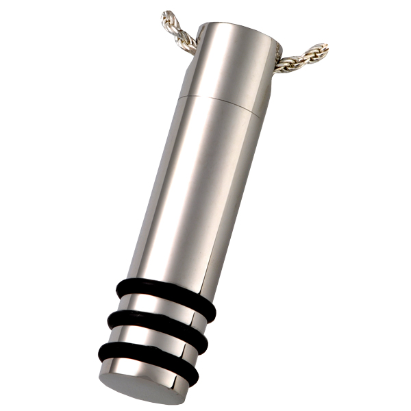 Picture of Memorial Gallery MG-6104 Cremation Jewelry Stainless Steel Banded Cylinder Pendant