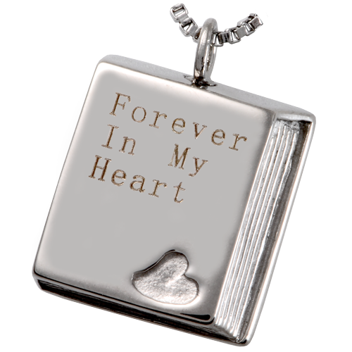 Picture of Memorial Gallery MG-6805 Cremation Jewelry Stainless Steel Book of Love Pendant