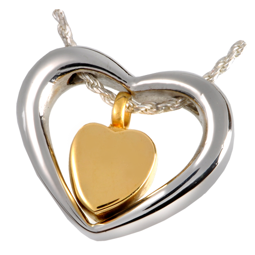 Picture of Memorial Gallery MG-6105 Cremation Jewelry Stainless Steel Heart of Gold Pendant