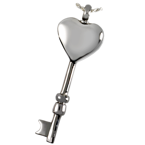 Picture of Memorial Gallery MG-6124 Cremation Jewelry Stainless Steel Key to My Heart II Pendant