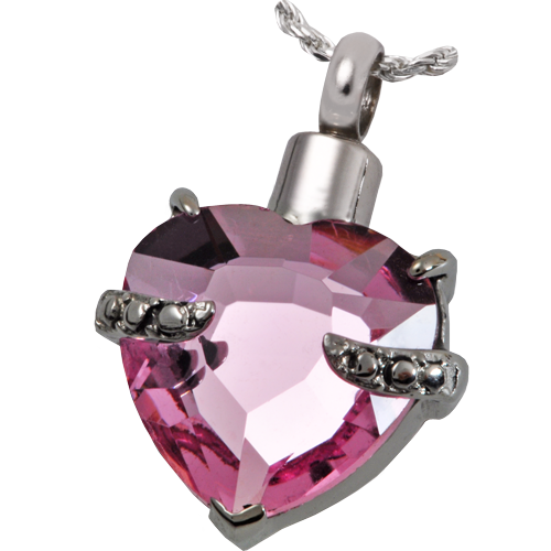 Picture of Memorial Gallery MG-6115 pink Cremation Jewelry Stainless Steel Loyal Heart Pendant