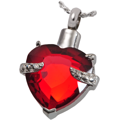 Picture of Memorial Gallery MG-6115 red Cremation Jewelry Stainless Steel Majestic Heart Pendant