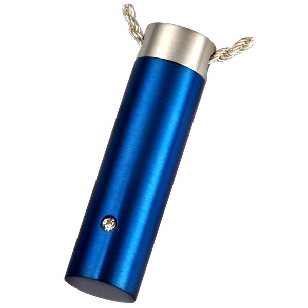 Picture of Memorial Gallery MG-6103 Cremation Jewelry Stainless Steel Royal Blue Cylinder Pendant