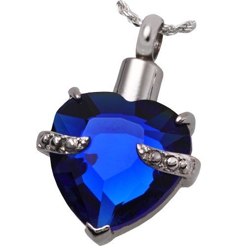 Picture of Memorial Gallery MG-6115 blue Cremation Jewelry Stainless Steel Royal Heart Pendant