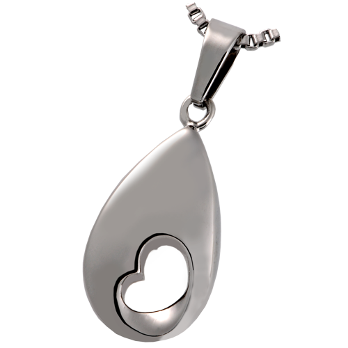Picture of Memorial Gallery MG-6804 Cremation Jewelry Stainless Steel Tear of Love - Tender Heart Pendant