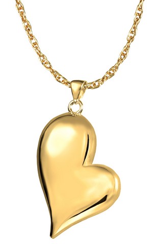 Teardrop Heart Cremation Pendant - 14K Gold Plated - Includes Filling Kit