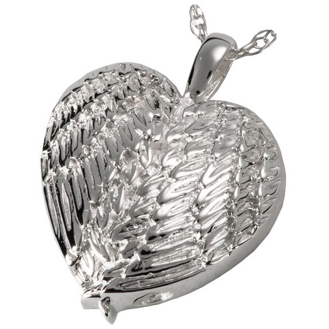 MG-3202s Cremation Jewelry Angel Wing Heart Sterling Silver Pendant