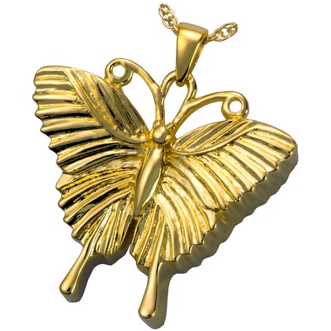 MG-3310gp Cremation Jewelry Antique Butterfly 14K Gold Plating Pendant