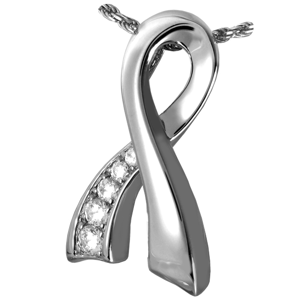 3317s Cremation Jewelry Arched Memorial Ribbon Sterling Silver Pendant