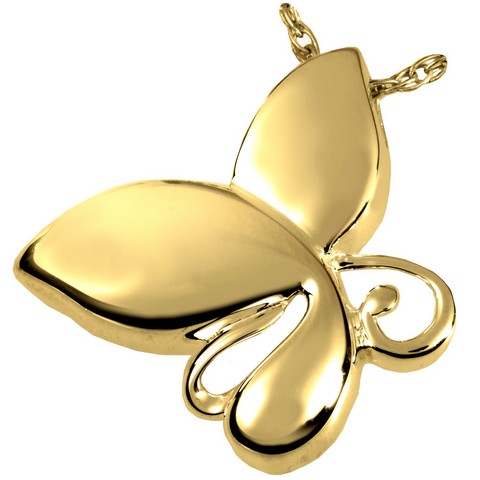 MG-3821gp Cremation Jewelry Butterfly Teardrop 14K Gold Plating Pendant