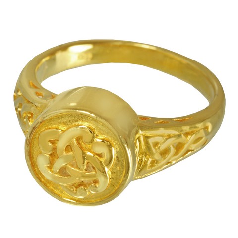 2003GP-11 Cremation Jewelry 14K Gold Plating Celtic Ring - Size 11