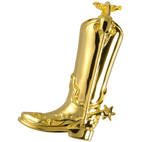 Cowboy Boot Cremation Pendant - 14K Gold Plated - 18in. Chain - Durable Design