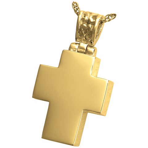 MG-3303gp Cremation Jewelry Cross with Filigree Bail 14K Gold Plating Pendant