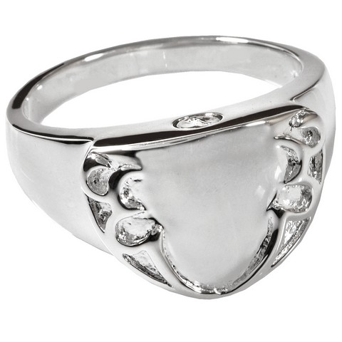 2022s-6 Cremation Jewelry Sterling Silver Engravable Shield Ring- Size 6