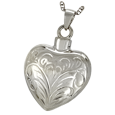 3094SS Cremation Jewelry Etched Heart Sterling Silver Pendant