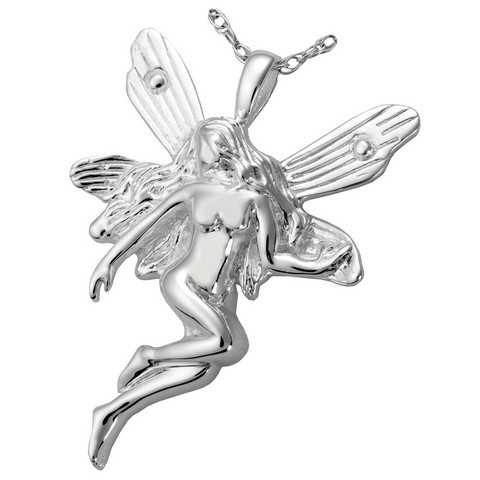 Fairy Cremation Jewelry Pendant - Sterling Silver - 18in. Chain - Secure Seal