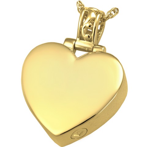 MG-3149gp Cremation Jewelry Filigree Bail Heart 14K Gold Plating Pendant
