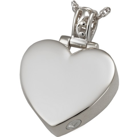 MG-3149ss Cremation Jewelry Filigree Bail Heart Sterling Silver Pendant