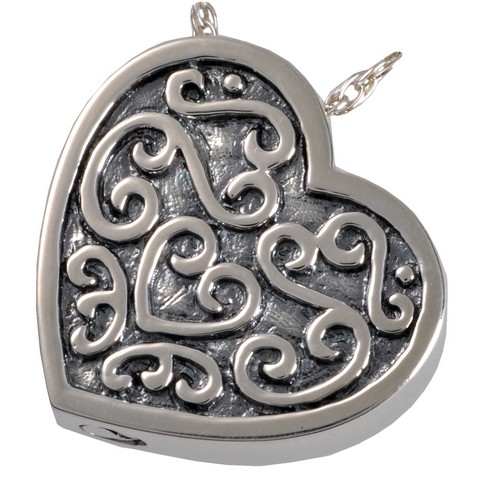 3112a filigree slide heartSS Cremation Jewelry Filigree Slide Heart Sterling Silver Pendant