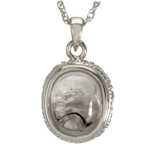3522S Cremation Jewelry Glass Oval Sterling Silver Pendant