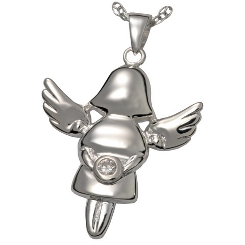 3083s Cremation Jewelry Littlest Angel Girl Sterling Silver Pendant