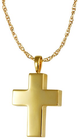 MG-3158gp Cremation Jewelry Medium Cross 14K Gold Plating Pendant