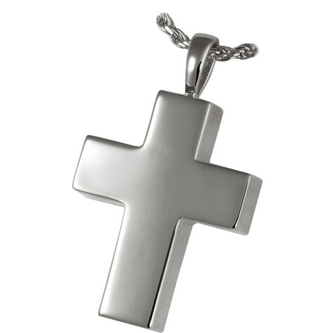 MG-3158s Cremation Jewelry Medium Cross Sterling Silver Pendant