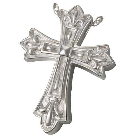 MG-3119s Cremation Jewelry Ornate Cross Sterling Silver Pendant